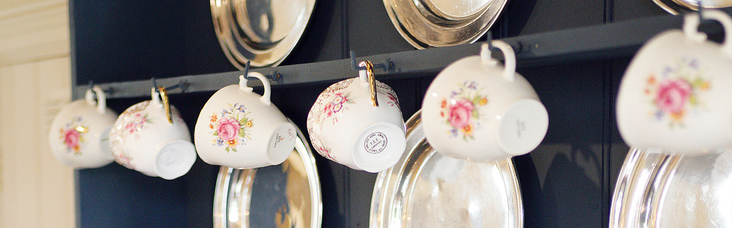 China cups on a shelf at The Dene