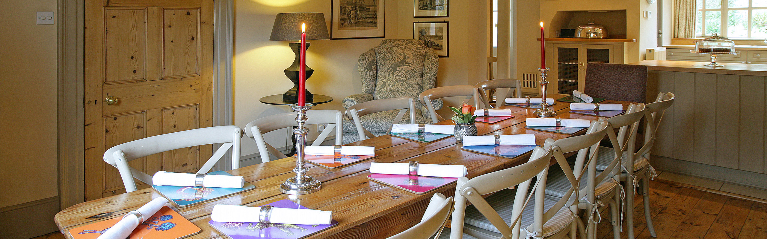 Wide-angle view of the kitchen and dining room of The Dene