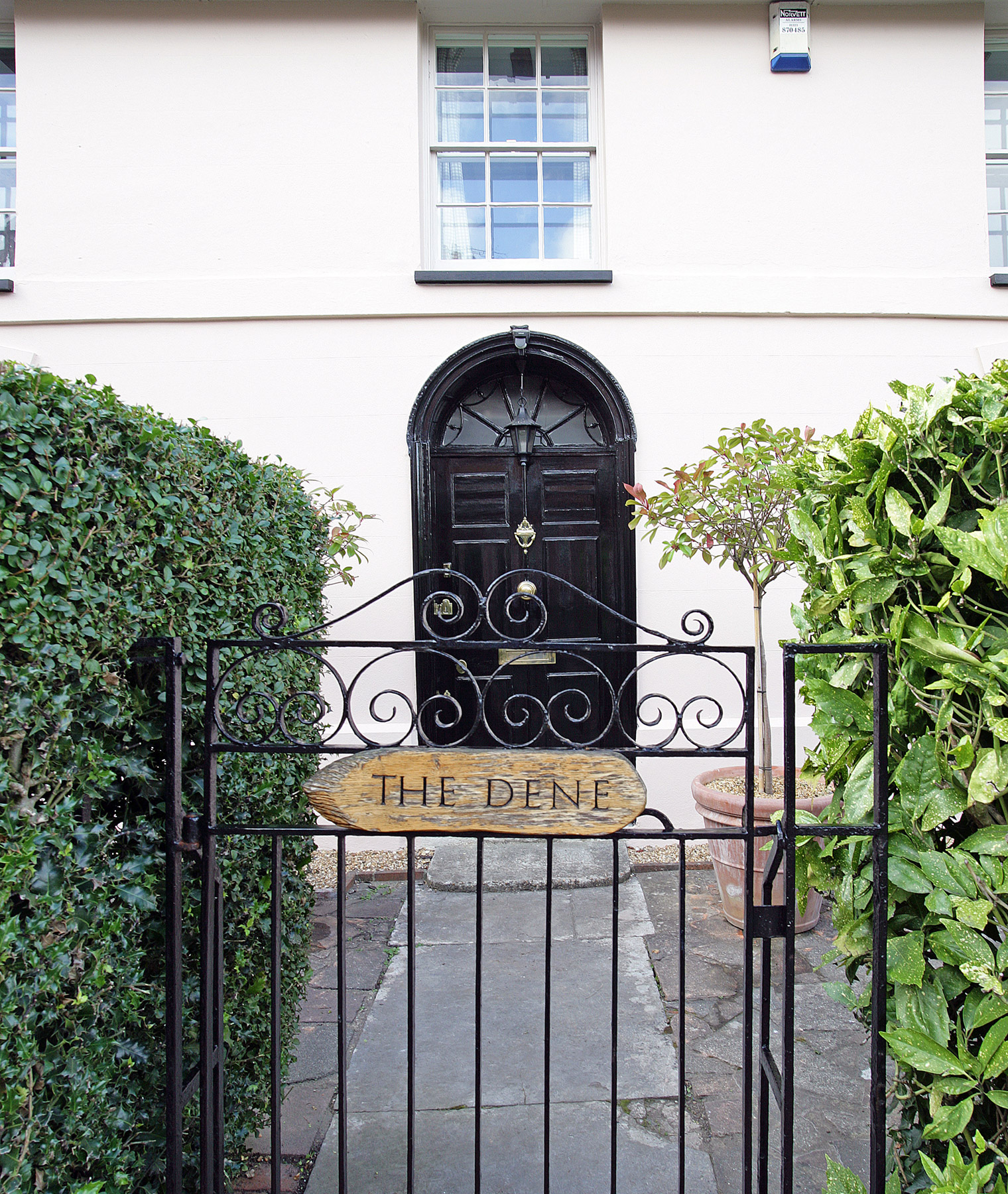 View of front gate of The Dene